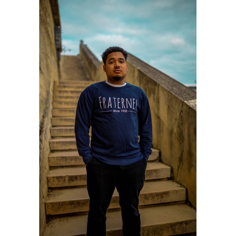 Sweat col rond - Bleu Marine - "Fraternel"