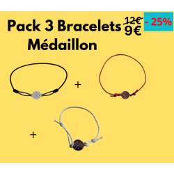Pack 3 bracelets médaillon